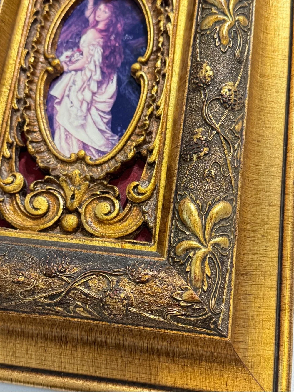 Rare Vintage ORNATE GOLD FRAME OPHELIA BY ARTHUR HUGHES PRINT 15” X 10”